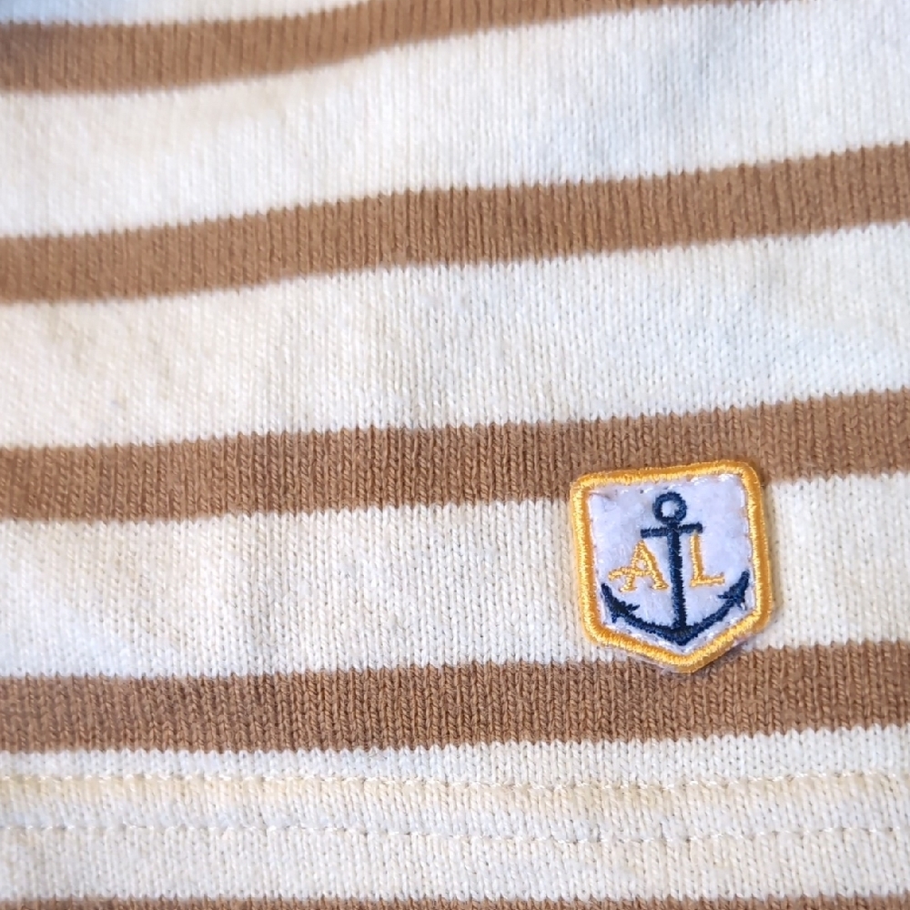 Armor Lux Long Sleeve Striped Tee in Cream and Brown - Picture 4 of 8
